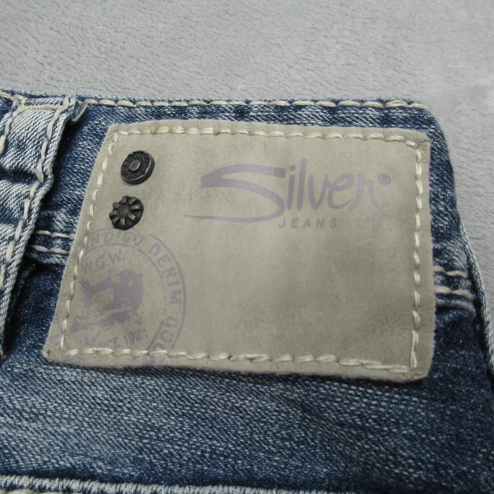 Silver Baggy Jeans Mens 34x26 Gordie Relaxed Faux Selvedge Fade Whisker Wide Leg